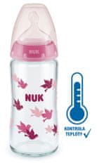 Nuk FC+ láhev sklo s kontrolou teploty 240 ml růžová