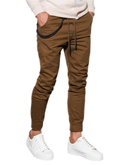 OMBRE Pánské jogger kalhoty P908 - hnědá - M