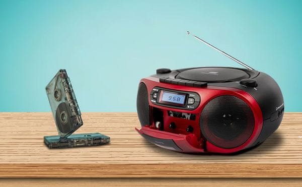 přenosný radiomagnetofon AIWA bluetooth na kazety rekordér i cd disky displej aux in vstup vestavěné repráky