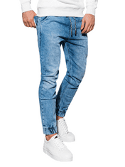 OMBRE Pánské riflové jogger kalhoty P907 - světle nebesky modrá - XL