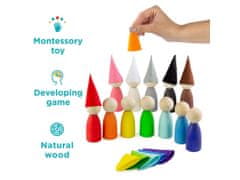 Ulanik Montessori dřevěná hračka „small peg dolls with hats‟