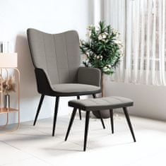 Greatstore Relaxační křeslo se stoličkou světle šedé samet a PVC