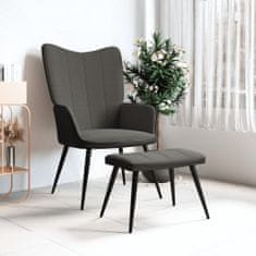 Greatstore Relaxační křeslo se stoličkou tmavě šedé samet a PVC