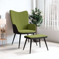 Greatstore Relaxační křeslo se stoličkou světle zelené samet a PVC