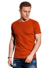 OMBRE Pánské tričko bez potisku S1182 - cihlová - L