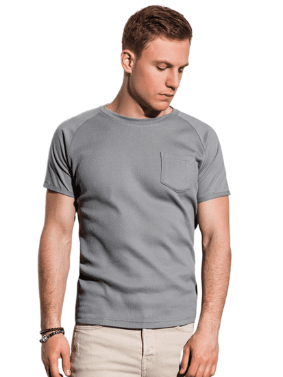 OMBRE Pánské tričko bez potisku S1182 - šedá - S