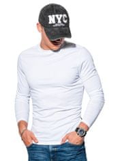 OMBRE Pánské tričko s dlouhým rukávem bez potisku L118 - bílá - XXL