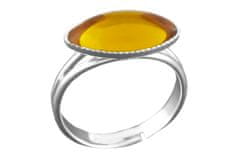 Kraftika Minimalistický prsten s oválným kabošonem, postříbřený