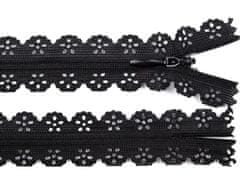 Kraftika 1ks black spirálový zip šíře 3mm délka 20cm krajkový