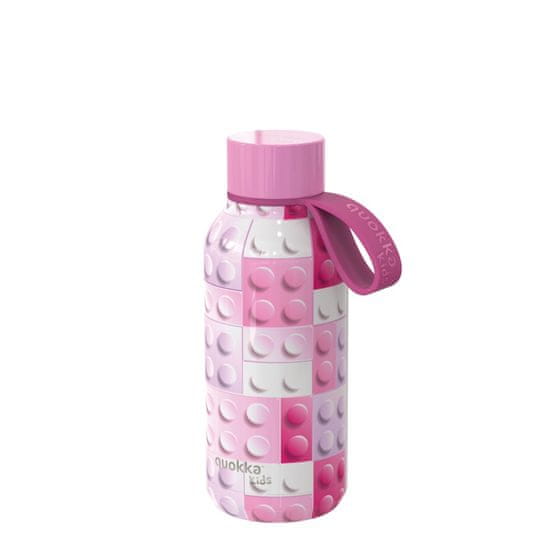 QUOKKA Quokka Kids, Nerezová láhev / termoska s poutkem PINK BRICKS, 330ml, 40142