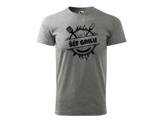 Fenomeno Pánské tričko Šéf grilu - šedé Velikost: XL