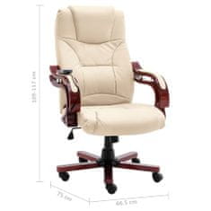 Vidaxl Masážní kancelářská židle krémová pravá kůže