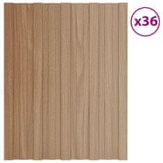 Greatstore Střešní panely 36 ks pozinkovaná ocel světlé dřevo 60 x 45 cm