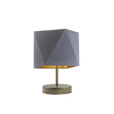 LYSNE.PL Elegantní noční lampa s diamantovým stínidlem PASADENA GOLD, staré zlato rám, šedá