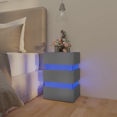 Greatstore Noční stolek s LED šedý 45 x 35 x 67 cm dřevotříska