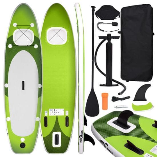 Greatstore Nafukovací SUP paddleboard a příslušenství zelený 360x81x10 cm