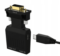 CO2 ADAPTÉR KONVERTOR VGA D-SUB NA HDMI + AUDIO ZVUK CO2-0114