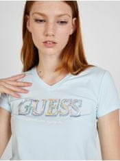 Guess Světle modré dámské tričko Guess L