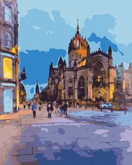 ZUTY Diamantové malování - POHLED NA KATEDRÁLU ST. GILES V EDINBURGHU 40x50 cm bez rámu a bez vypnutí plátna