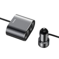 BASEUS Dual autonabíječka 2x USB 3.1A 17W + 2x zásuvka do zapalovače 80W, černá
