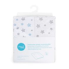 Ceba Baby CEBA Potah na měkkou přebalovací podložku 50 x 70 Grey Stars + Blue Stars 2ks