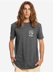 Quiksilver Tmavě šedé pánské žíhané tričko Quiksilver Gone Words S