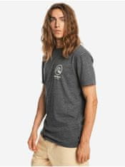 Quiksilver Tmavě šedé pánské žíhané tričko Quiksilver Gone Words S