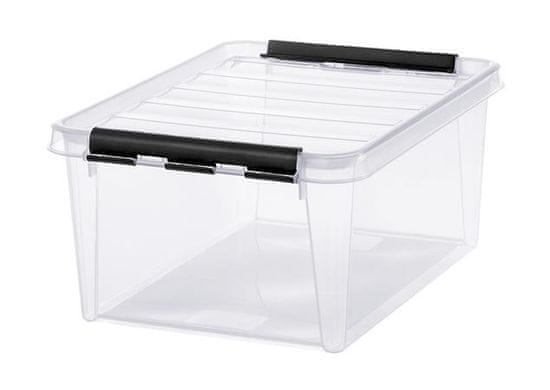 SMARTSTORE Úložný box "Classic 15", průhledný, plast, 14 l, černé úchytky, 3508390