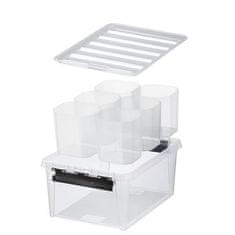 SMARTSTORE Úložný box "Classic 15", průhledný, plast, černé úchytky, 6 přihrádek, 3507790