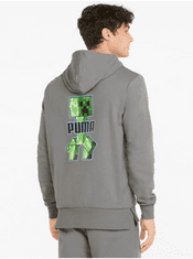 Puma Šedá pánská mikina s kapucí Puma x MINECRAFT M