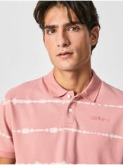 Pepe Jeans Růžové pánské pruhované polo tričko Pepe Jeans Farrell L