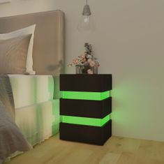 Greatstore Noční stolek s LED černý 45 x 35 x 67 cm dřevotříska