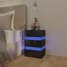 Vidaxl Noční stolek s LED černý vysoký lesk 45x35x67 cm dřevotříska