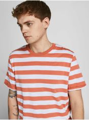 Jack&Jones Bílo-oranžové pruhované tričko Jack & Jones Tropic S