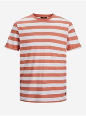 Jack&Jones Bílo-oranžové pruhované tričko Jack & Jones Tropic S