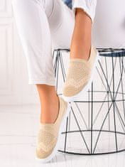 Amiatex Trendy hnědé tenisky dámské bez podpatku + Ponožky Gatta Calzino Strech, odstíny hnědé a béžové, 37