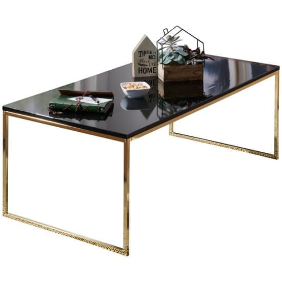 Bruxxi Konferenční stolek Bisa, 120 cm, černá / zlatá