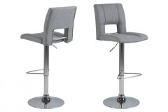 Design Scandinavia Barové židle Sylvia (SET 2ks), tkanina, světle šedá