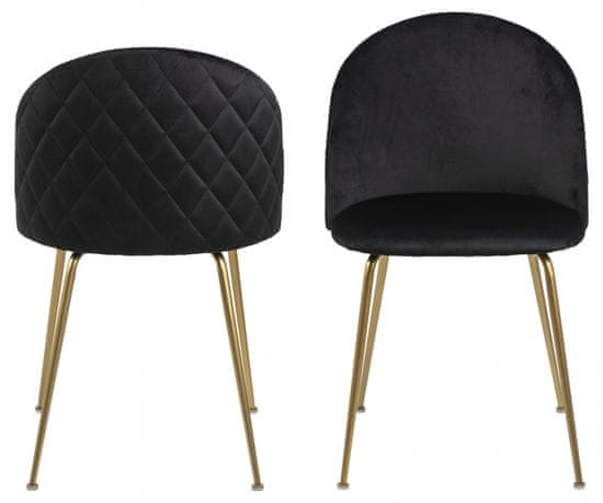Design Scandinavia Jídelní židle Louise (SET 4ks), samet, černá/zlatá