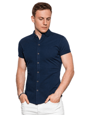 OMBRE Pánská košile s krátkým rukávem K541 - námořnická modrá - M