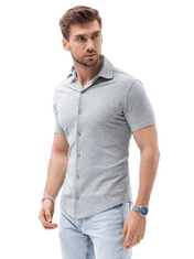 OMBRE Pánská košile s krátkým rukávem K541 - šedá - XXL