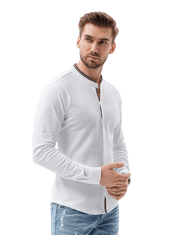 OMBRE Pánská košile s dlouhým rukávem K542 - bílá - XL