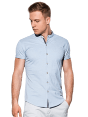 OMBRE Pánská košile s krátkým rukávem K543 - nebesky modrá - S
