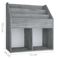 Greatstore Dětský regál na časopisy betonově šedý 71x30x78,5cm dřevotříska