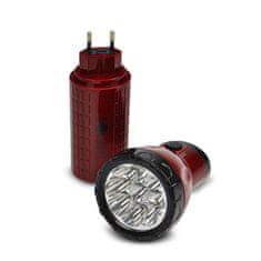 Solight LED nabíjecí svítilna, 9 x LED, červenočerná, plug-in, WN10