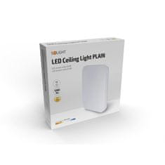 Solight LED stropní světlo Plain, 15W, 1200lm, 3000K, čtvercové, 28cm, WO789