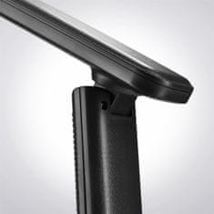 Solight LED stolní lampička s displejem, 9W, volba teploty světla, kůže, černá, WO45-B