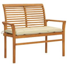 Vidaxl Zahradní lavice s krémově bílou poduškou 112 cm masivní teak