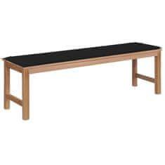 Greatstore Zahradní lavice s černou poduškou 150 cm masivní teak