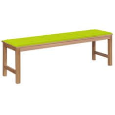 Greatstore Zahradní lavice s jasně zelenou poduškou 150 cm masivní teak